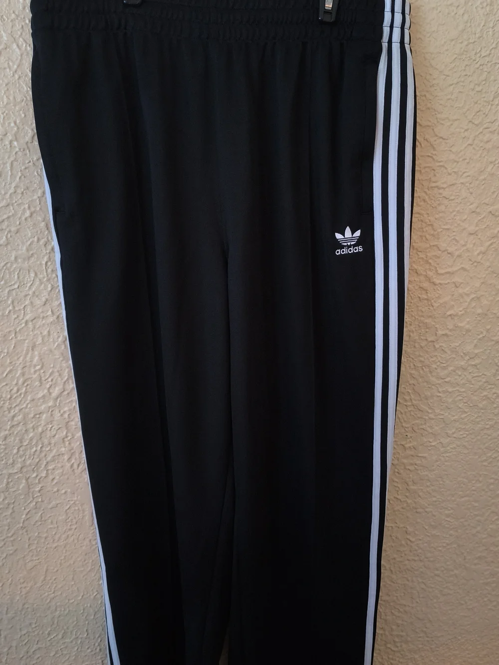 adidas Black Track Pants with White Side Stripes